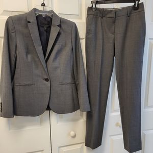 J CREW Campbell Bi-Stretch Grey BLAZER + PANTS SUIT Size 0 Italian Tollegno 1900